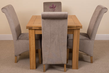 Richmond Small Extending Oak Dining Set with 4 Montana Grey Fabric Chairs