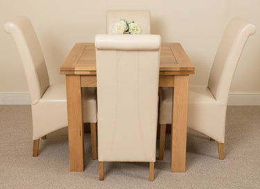Richmond Small Extending Oak Dining Set with 4 Montana Ivory Leather Chairs