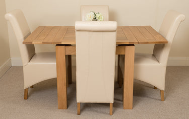 Richmond Small Extending Oak Dining Set with 4 Montana Ivory Leather Chairs