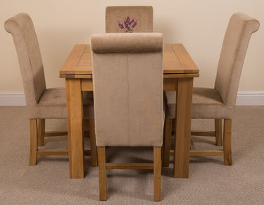Richmond Small Extending Oak Dining Set with 4 Washington Beige Fabric Chairs