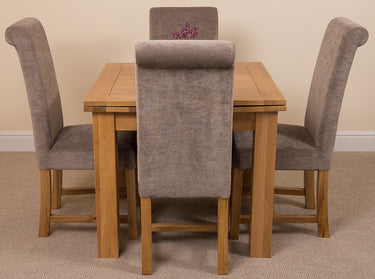 Richmond Small Extending Oak Dining Set with 4 Washington Grey Fabric Chairs