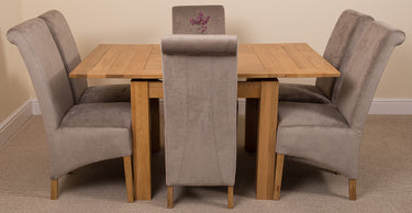 Richmond Small Extending Oak Dining Set with 6 Montana Grey Fabric Chairs