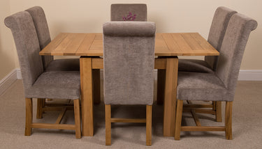 Richmond Small Extending Oak Dining Set with 6 Washington Grey Fabric Chairs