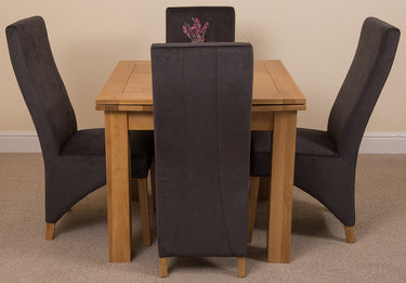 Richmond Small Extending Oak Dining Set with 4 Lola Black Fabric Chairs