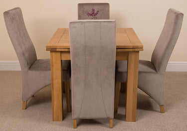 Richmond Small Extending Oak Dining Set with 4 Lola Grey Fabric Chairs