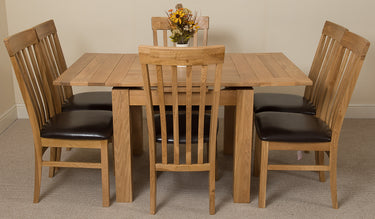Richmond Small Extending Oak Dining Set with 6 Harvard Oak Chairs