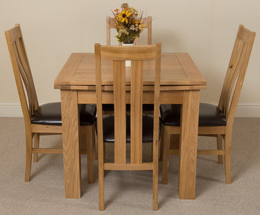 Richmond Small Extending Oak Dining Set with 4 Princeton Oak Chairs