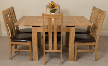 Richmond Small Extending Oak Dining Set with 6 Princeton Oak Chairs