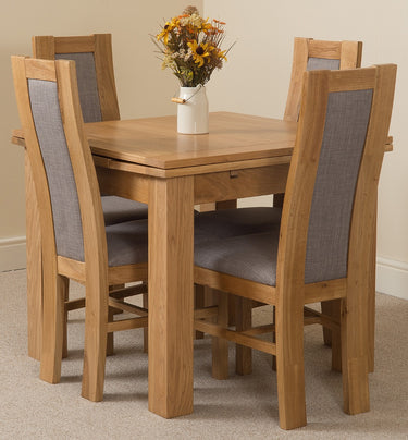 Richmond Small Extending Oak Dining Set with 4 Stanford Oak Chairs