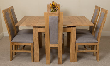 Richmond Small Extending Oak Dining Set with 6 Stanford Oak Chairs