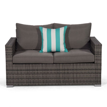 Santorini Modular 12 Seat Rattan Conversation Set With 2 Seater Sofa & 2 Coffee Tables - Grey