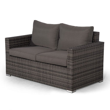 Santorini Modular 12 Seat Rattan Conversation Set With 2 Seater Sofa & 2 Drinks Cooler Coffee Tables - Grey