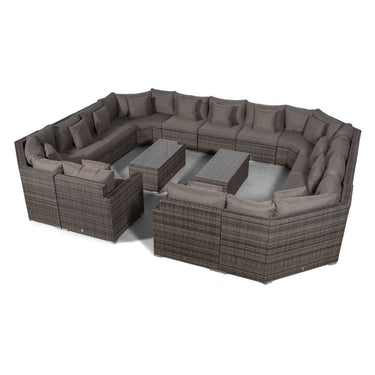 Santorini Modular 13 Seat Rattan Conversation Set With 2 Coffee Tables - Grey
