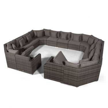Santorini Modular 13 Seat Rattan Conversation Set With 2 Coffee Tables - Grey