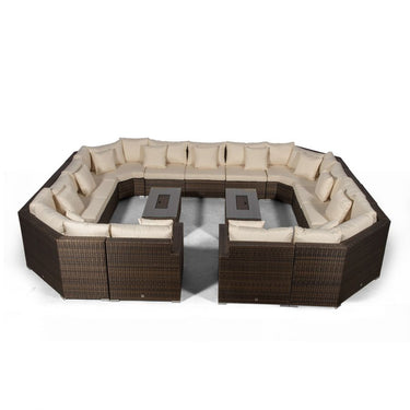 Santorini Modular 13 Seat Rattan Conversation Set With 2 Drinks Cooler Coffee Tables - Brown