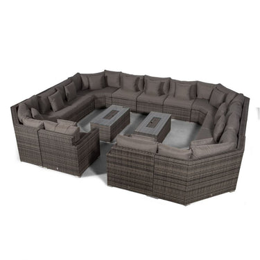 Santorini Modular 13 Seat Rattan Conversation Set With 2 Drinks Cooler Coffee Tables - Grey