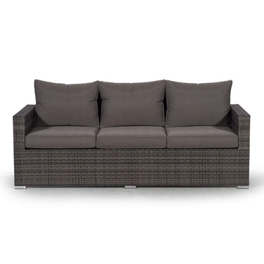 Santorini Modular 13 Seat Rattan Conversation Set With 3 Seater Sofa, Armrest Drinks Cooler & 2 Drinks Cooler Coffee Tables - Grey
