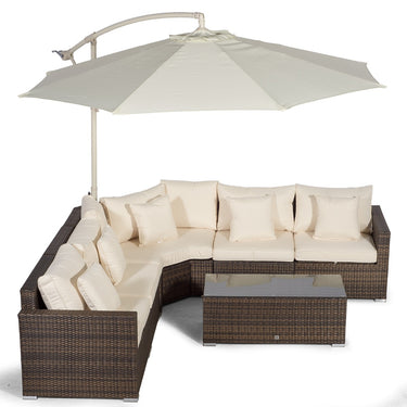 Santorini L Shape Modular 5 Seat Rattan Corner Sofa Set With Coffee Table - Brown