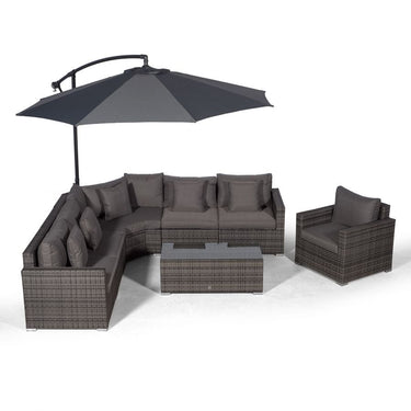 Santorini L Shape Modular 6 Seat Rattan Corner Sofa Set With Armchair & Coffee Table - Grey