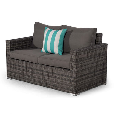 Santorini Modular 10 Seat Rattan Conversation Set With 2 Seater Sofa & 2 Drinks Cooler Coffee Tables - Grey