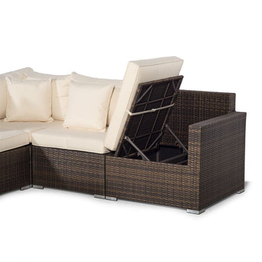 Santorini Modular 10 Seat Rattan Conversation Set With 2 Seater Sofa & 2 Coffee Tables - Brown