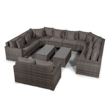 Santorini Modular 10 Seat Rattan Conversation Set With 2 Seater Sofa & 2 Coffee Tables - Grey