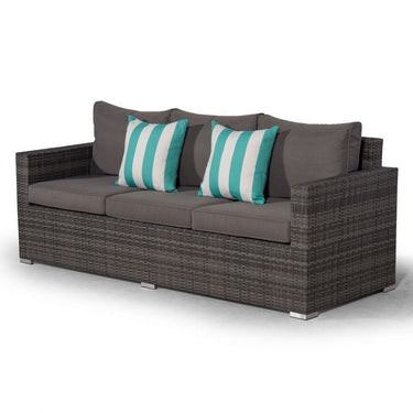 Santorini Modular 11 Seat Rattan Conversation Set With 3 Seater Sofa, Armrest Drinks Cooler & 2 Coffee Tables - Grey