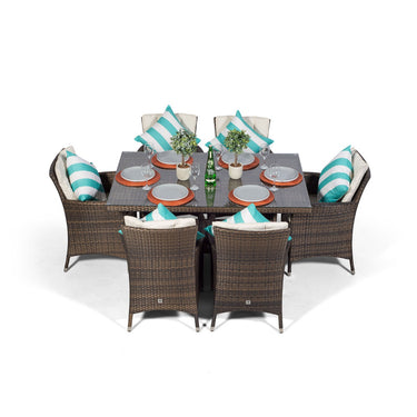 Savannah Rectangular 6 Seater Garden Patio Dining Set - Brown