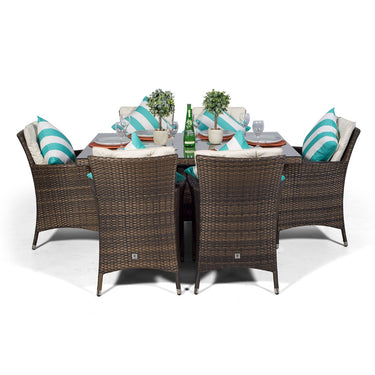 Savannah Rectangular 6 Seater Garden Patio Dining Set - Brown