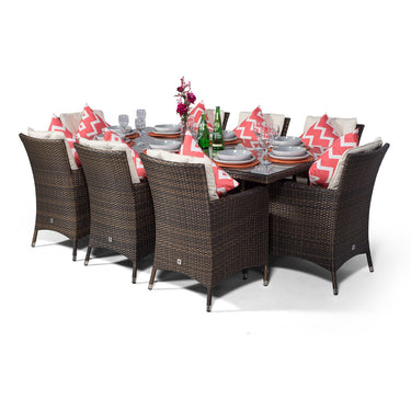 Savannah Rectangular 8 Seater Garden Patio Dining Set - Brown