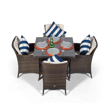 Savannah Square 4 Seater Garden Patio Dining Set - Brown
