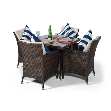 Savannah Square 4 Seater Garden Patio Dining Set - Brown