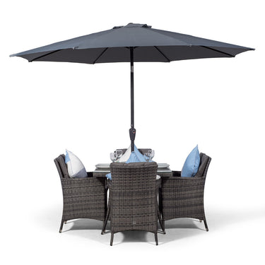 Savannah Square 4 Seater Patio Dining Set with Ice Bucket Drinks Cooler - Grey