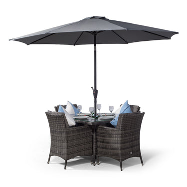Savannah Square 4 Seater Patio Dining Set with Ice Bucket Drinks Cooler - Grey