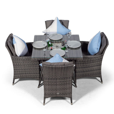 Savannah Square 4 Seater Patio Dining Set with Ice Bucket Drinks Cooler - Grey