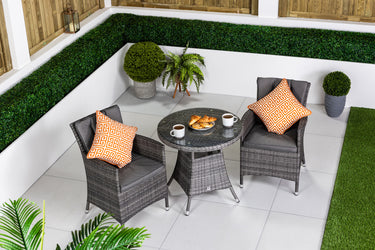 Savannah Round Garden Bistro Table and Chairs Set - Grey