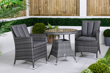 Savannah Round Garden Bistro Table and Chairs Set - Grey