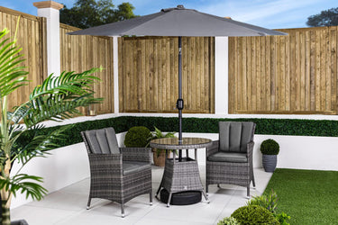Savannah Round Garden Bistro Table and Chairs Set - Grey