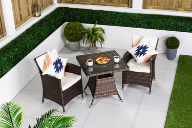 Savannah Square Garden Bistro Table and Chairs Set - Brown