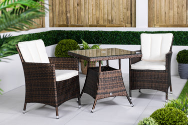 Savannah Square Garden Bistro Table and Chairs Set - Brown