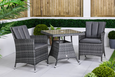 Savannah Square Garden Bistro Table and Chairs Set - Grey