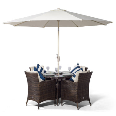 Savannah Square 4 Seater Patio Dining Set with Ice Bucket Drinks Cooler - Brown