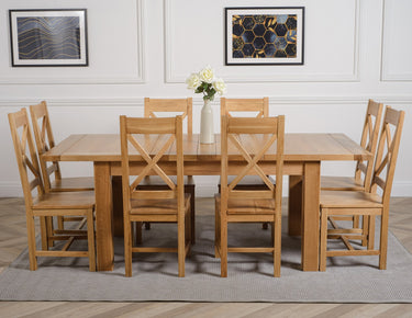 Seattle Oak Extending Dining Table with 8 Berkeley Oak Chairs
