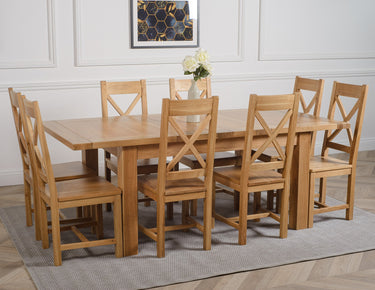 Seattle Oak Extending Dining Table with 8 Berkeley Oak Chairs