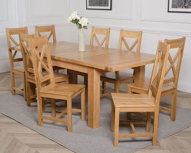 Seattle Oak Extending Dining Table with 8 Berkeley Oak Chairs
