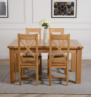 Seattle Oak Extending Dining Table with 4 Berkeley Oak Chairs