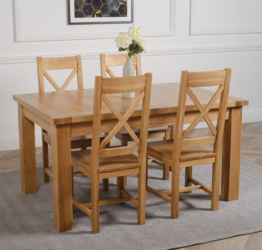Seattle Oak Extending Dining Table with 4 Berkeley Oak Chairs