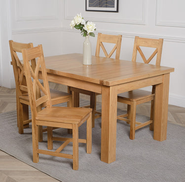 Seattle Oak Extending Dining Table with 4 Berkeley Oak Chairs