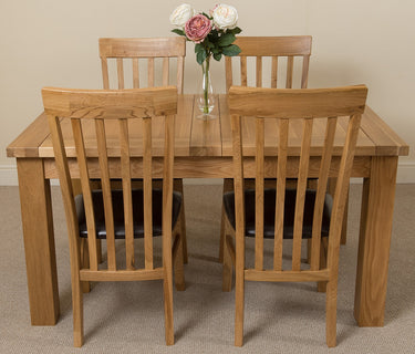 Seattle Oak Extending Dining Table with 4 Harvard Oak Chairs