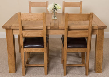 Seattle Oak Extending Dining Table with 4 Lincoln Oak Chairs